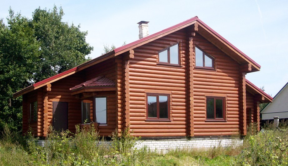 Log cabin design from round logs in a country style "House 173" — total